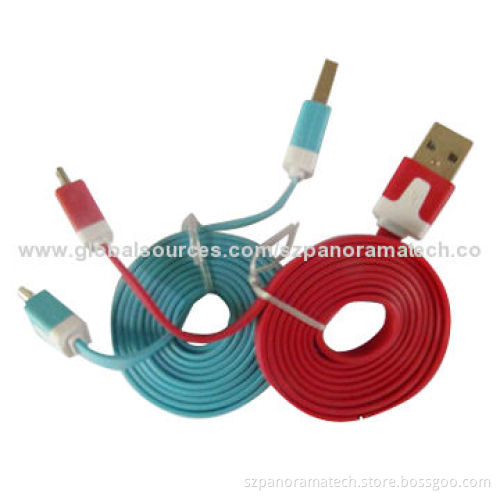 1m Flat Micro USB Cables with Good Quality Full Copper, 6x1.6mm Size, Colorful